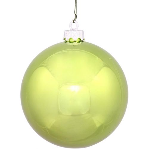  Vickerman 4-Finish Assorted Plastic Ornament Set & Seamless Shatterproof Christmas Ball Ornaments with Drilled Cap, Assorted 4 per Bag, 10, Lime