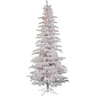 Vickerman Pre-Lit Slim Tree with 300 Multicolored Italian LED Lights, 6.5-Feet, Flocked White on White