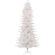 Vickerman Pre-Lit Slim Pine Tree with 400 Warm White Italian LED Lights, 6.5-Feet, Crystal White