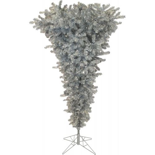  Vickerman Silver Upside Down Artificial Christmas Tree with 250 Warm White LED Lights, 5.5 x 38
