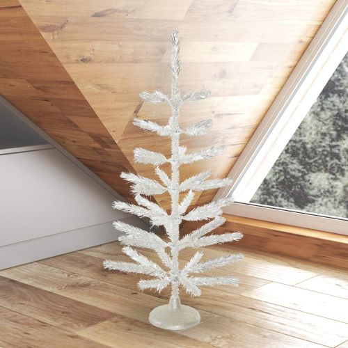  Vickerman Silver Feather Christmas Tree