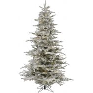 Vickerman Pre-Lit Flocked Sierra Tree with 400 Warm White Italian LED Lights, 6.5-Feet, Flocked White on Green