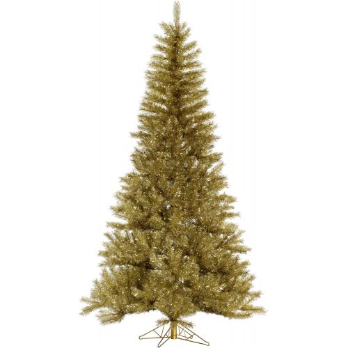  Vickerman Unlit GoldSilver Tinsel Tree Artificial Christmas Tree, 6.5 x 42, GoldSilver