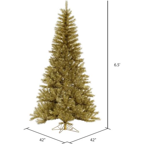  Vickerman Unlit GoldSilver Tinsel Tree Artificial Christmas Tree, 6.5 x 42, GoldSilver