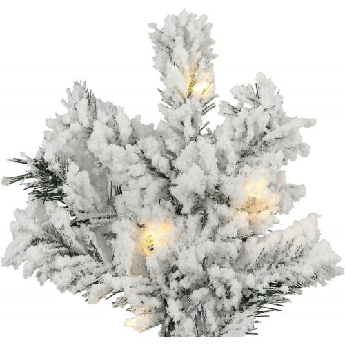  Vickerman 4.5 Flocked Alaskan Pine Artificial Christmas Tree with 300 Warm White Lights