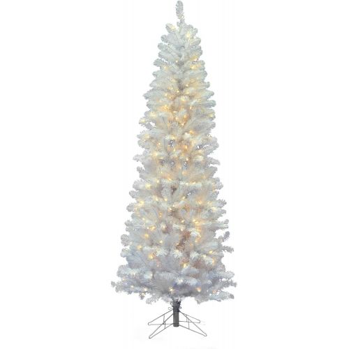  Vickerman 95 White Salem Pencil Pine Artificial Christmas Tree with 600 Warm White LED lights