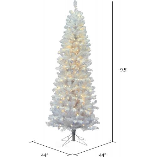  Vickerman 95 White Salem Pencil Pine Artificial Christmas Tree with 600 Warm White LED lights