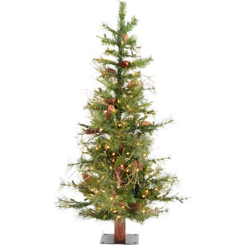  Vickerman Artificial Christmas Tree Classic PVC Needles Ashland Fir Prelit with Clear Mini Christmas Lights, 6, Green