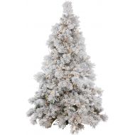 Vickerman Flocked Alberta Artificial Christmas Tree with Artificial Pine Cones and 150 Clear Lights, 3.5 x 35