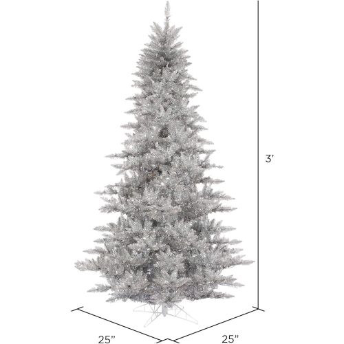  Vickerman Fir Tree with 234 PVC Tips & 100 Dura-lit Style Lights on Grey Wire, 3, ClearSilver