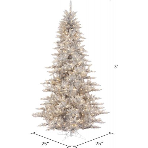  Vickerman Fir Tree with 234 PVC Tips & 100 Dura-lit Style Lights on Grey Wire, 3, ClearSilver