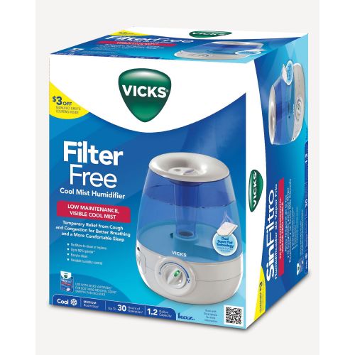 빅스 Vicks Filter-Free Cool Mist Humidifier, V4600, White