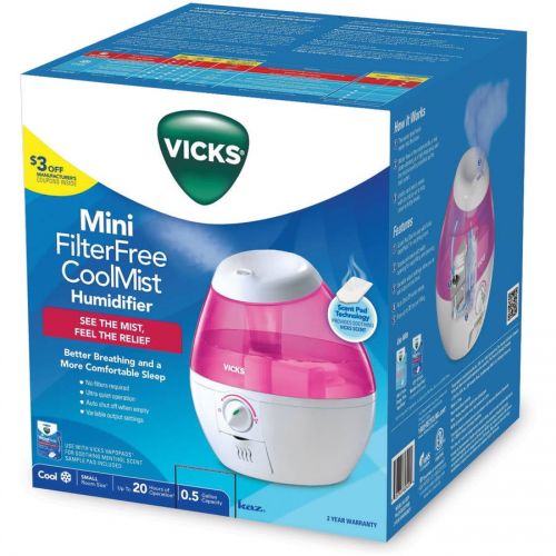 빅스 Vicks Mini Filter Free Cool Mist Humidifier - Pink