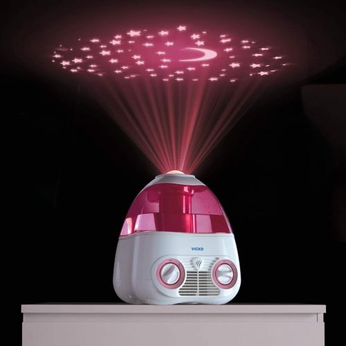 빅스 Vicks Starry Night Cool Moisture Humidifier with Projector & VapoPad Scent Pad Heater, Pink