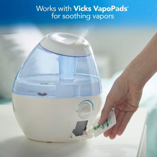 빅스 Vicks Mini Filter-Free Cool Mist Humidifier, Small Room, .5 Gallon Tank, Blue  Visible Mist Small Humidifier for Bedrooms, Baby Nurseries and More, Works with Vicks VapoPads