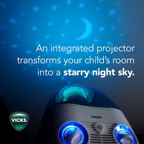 빅스 Vicks Starry Night Filtered Cool Mist Humidifier, Medium to Large Rooms, 1 Gallon Tank ? Cool Mist Humidifier for Baby and Kids Rooms with Light Up Star Night Light Display, Works