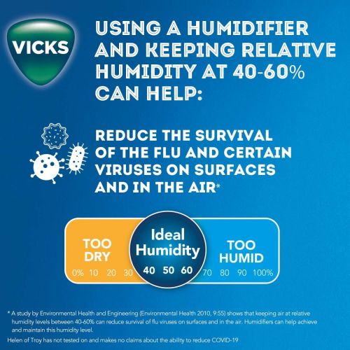 빅스 Vicks Mini Filter Free Cool Mist Humidifier Small Humidifier for Bedrooms, Baby, Kids Rooms, Auto-Shut Off, 0.5 Gallon Tank for 20 Hours of Moisturized Air, Use with Vicks VapoPads