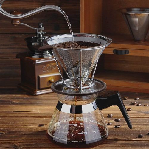  Vicloon Edelstahl wiederverwendbare Kaffee Filter mit Tassenhalterung Dripper zum Aufbruehen fuer bis zu 4 Tassen