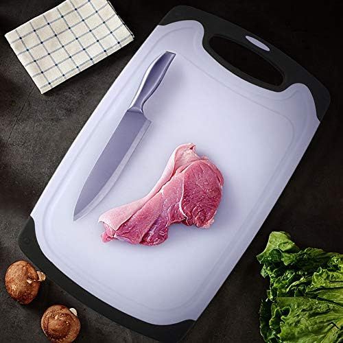  [아마존베스트]Vicloon Chopping Boards Set of 3 Plastic Chopping Board with Juice Grooves and Non-Slip Handles, Antibacterial, Dishwasher Safe, 3 Sizes Can Be Used for Fish, Meat, Vegetables, Fru