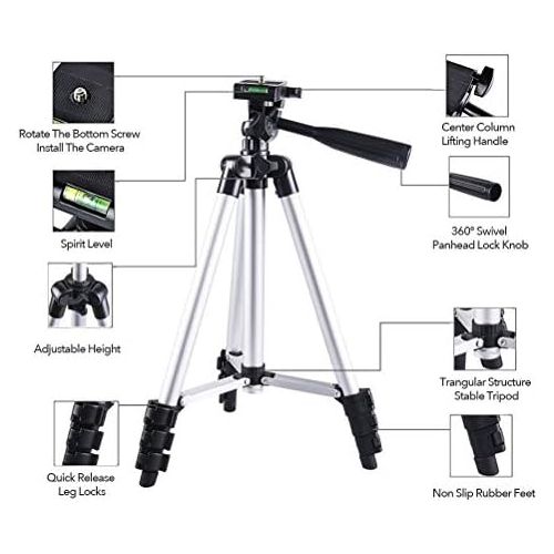  [아마존베스트]Vicloon Tripod Telescopic Mobile Phone Tripod with Mobile Phone Holder & Carry Case, Lightweight Aluminium Phone Tripod for Camera and All Smartphones