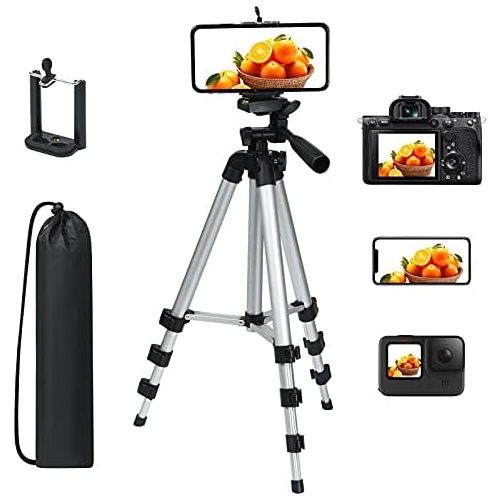  [아마존베스트]Vicloon Tripod Telescopic Mobile Phone Tripod with Mobile Phone Holder & Carry Case, Lightweight Aluminium Phone Tripod for Camera and All Smartphones