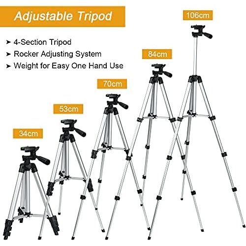  [아마존베스트]Vicloon Tripod Telescopic Mobile Phone Tripod with Mobile Phone Holder & Carry Case, Lightweight Aluminium Phone Tripod for Camera and All Smartphones