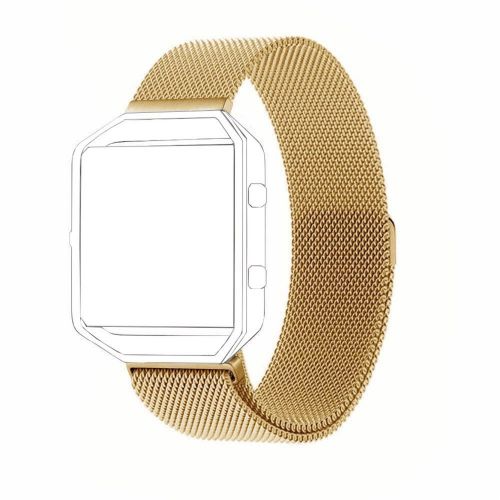  Fitbit Blaze Bands Large Small, Vicsainteck Milanese Stainess Steel Replacement Strap Band Without Stainless Steel Frame for Fitbit Blaze Smart Watch Band Small& Large (Gold)