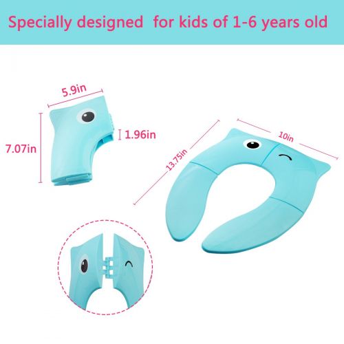  [아마존베스트]Vicsou VICSOU Foldable Potty Training Seat, Baby Travel Toilet Seat Covers Liners with Carry Bag, Upgrade Non Slip Silicone Design for Babies, Toddlers and Kids On The Go (Blue)