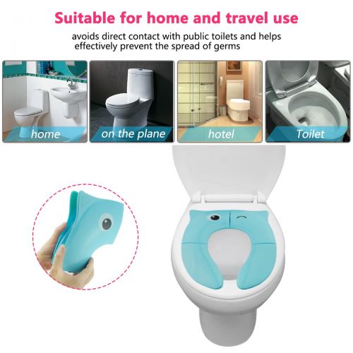  [아마존베스트]Vicsou VICSOU Foldable Potty Training Seat, Baby Travel Toilet Seat Covers Liners with Carry Bag, Upgrade Non Slip Silicone Design for Babies, Toddlers and Kids On The Go (Blue)