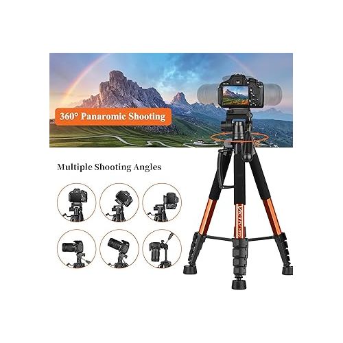  VICTIV Tripod 74” Camera Tripod for Cell Phone, Aluminum Professional Heavy Duty Camera Tripod Stand, Tripod for Camera DSLR SLR with Carry Bag, Compatible with Canon Nikon iPhone