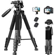 VICTIV 74” Camera Tripod, Tripod for Camera and Phone, Aluminum Heavy Duty Tripod Stand for Canon Nikon with Carry Bag and Phone Holder, Compatible with DSLR, iPhone, Spotting Scopes, Max Load 15 Lb