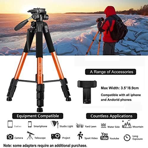  Victiv 72-inch Tall Tripod for Camera Phone, Durable Aluminum Stand Lightweight Monopod for YouTube Videos, Live Webcasts with 2 Quick Release Plates 12 lbs Load for Travel and Wor