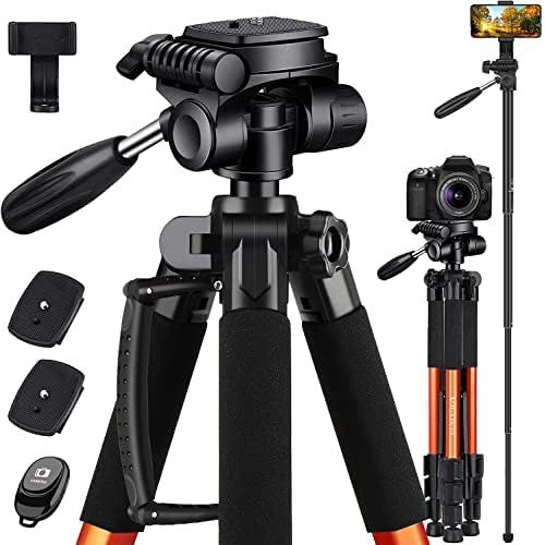  Victiv 72-inch Tall Tripod for Camera Phone, Durable Aluminum Stand Lightweight Monopod for YouTube Videos, Live Webcasts with 2 Quick Release Plates 12 lbs Load for Travel and Wor