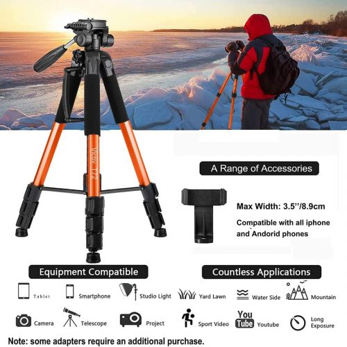  Victiv 72-inch Tall Tripod for Camera Phone, Durable Aluminum Stand Lightweight Monopod for YouTube Videos, Live Webcasts with 2 Quick Release Plates 12 lbs Load for Travel and Wor