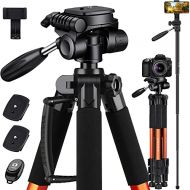 Victiv 72-inch Tall Tripod for Camera Phone, Durable Aluminum Stand Lightweight Monopod for YouTube Videos, Live Webcasts with 2 Quick Release Plates 12 lbs Load for Travel and Wor