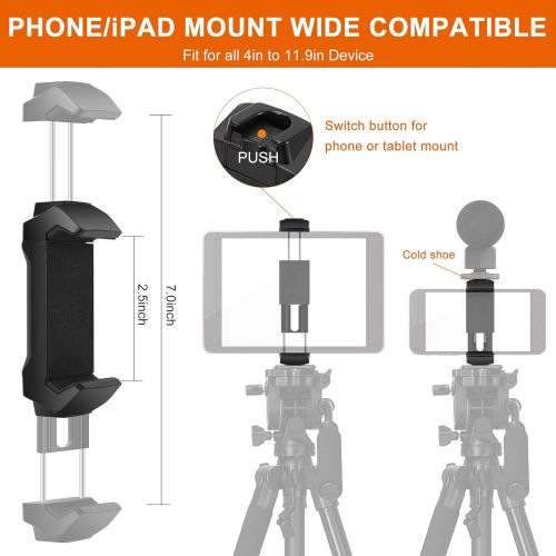  Victiv Tripod, 75 inch Tripod for Camera 15 lbs Loads with Fluid Head, 2 Quick Release Mounts and Tablet & Phone Mount