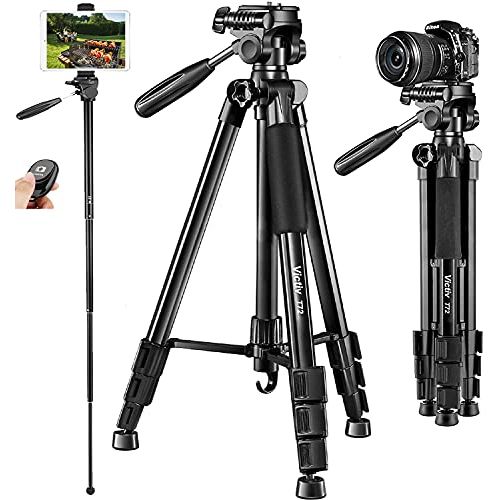  Victiv Tripod, 72 inches Aluminum Camera Tripod with Pan Head and Tablet Mount, Travel Tripod Compatible with Canon Nikon Sony Camera, Smartphone Cell Phone and Tablets