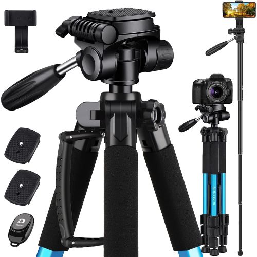  Victiv 72-inch Camera Tripod Aluminum T72 with Phone Tripod Mount- Lightweight Tripod & Monopod Compact for Travel with 2 Quick Release Plates for Canon Nikon DSLR Video Shooting -