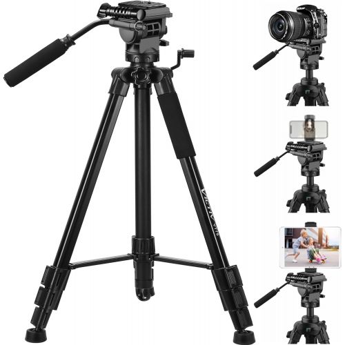  Victiv Tripod, 75 inch Tripod for Camera 15 lbs Loads with Fluid Head, 2 Quick Release Mounts and Tablet & Phone Mount