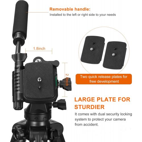  Victiv Tripod, 75 inch Tripod for Camera 15 lbs Loads with Fluid Head, 2 Quick Release Mounts and Tablet & Phone Mount