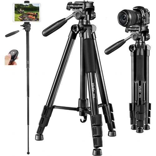  Victiv Tripod, 72 inches Aluminum Camera Tripod with Pan Head and Tablet Mount, Travel Tripod Compatible with Canon Nikon Sony Camera, Smartphone Cell Phone and Tablets