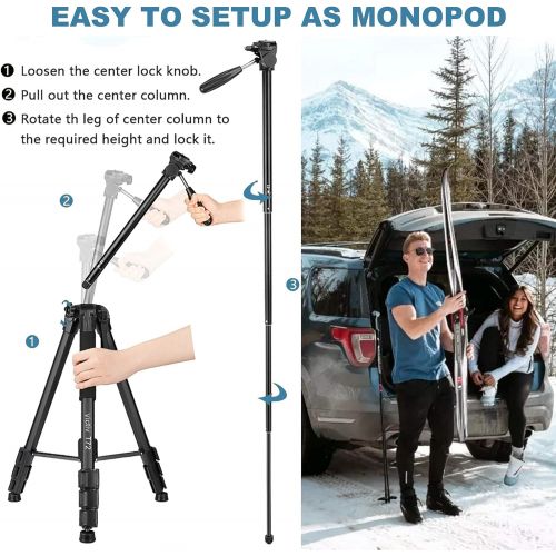  Victiv Tripod, 72 inches Aluminum Camera Tripod with Pan Head and Tablet Mount, Travel Tripod Compatible with Canon Nikon Sony Camera, Smartphone Cell Phone and Tablets