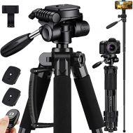 Victiv 72-inch Camera Tripod Aluminum Monopod T72 Max. Height 182 cm - Lightweight and Compact for Travel with 3-Way Swivel Head and 2 Quick Release Plates for Canon Nikon DSLR Vid