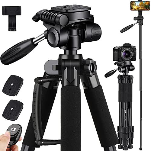  Victiv 72-inch Camera Tripod Aluminum Monopod T72 Max. Height 182 cm - Lightweight and Compact for Travel with 3-Way Swivel Head and 2 Quick Release Plates for Canon Nikon DSLR Vid