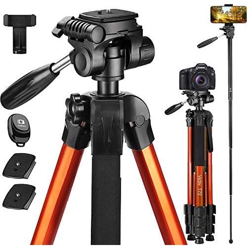  Victiv 72-inch Tall Tripod for Camera Phone, Durable Aluminum Stand Lightweight Monopod for YouTube Videos, Live Webcasts with 2 Quick Release Plates 12 lbs Load for Travel and Wor