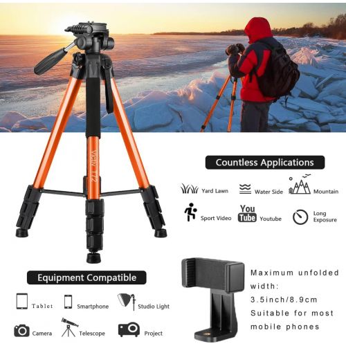  Victiv 72-inch Tall Tripod for Camera Phone, Durable Aluminum Stand Lightweight Monopod for YouTube Videos, Live Webcasts with 2 Quick Release Plates 12 lbs Load for Travel and Wor