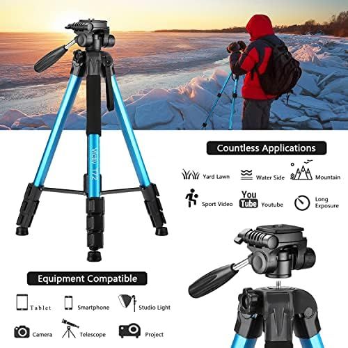  Victiv 72-inch Camera Tripod Aluminum T72 with Phone Tripod Mount- Lightweight Tripod & Monopod Compact for Travel with 2 Quick Release Plates for Canon Nikon DSLR Video Shooting -