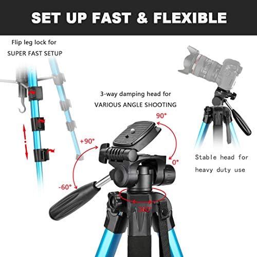  Victiv 72-inch Camera Tripod Aluminum T72 with Phone Tripod Mount- Lightweight Tripod & Monopod Compact for Travel with 2 Quick Release Plates for Canon Nikon DSLR Video Shooting -