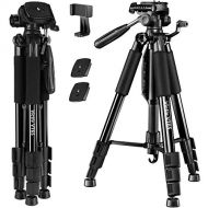 62 inch Aluminum Tripod for Camera, Victiv Mobile Phone Tripod with Smartphone Adapter and Extra Quick Release Plate for Travel and Work