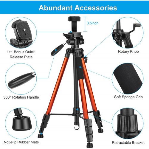  [아마존베스트]VICTIV 72 inch Camera Tripod, Aluminum Lightweight Travel Tripod for DSLR with Phone Holder and Extra Quick Release Plate Plus 3-Way Pan Head Compatible with iPhone/Android Phone (